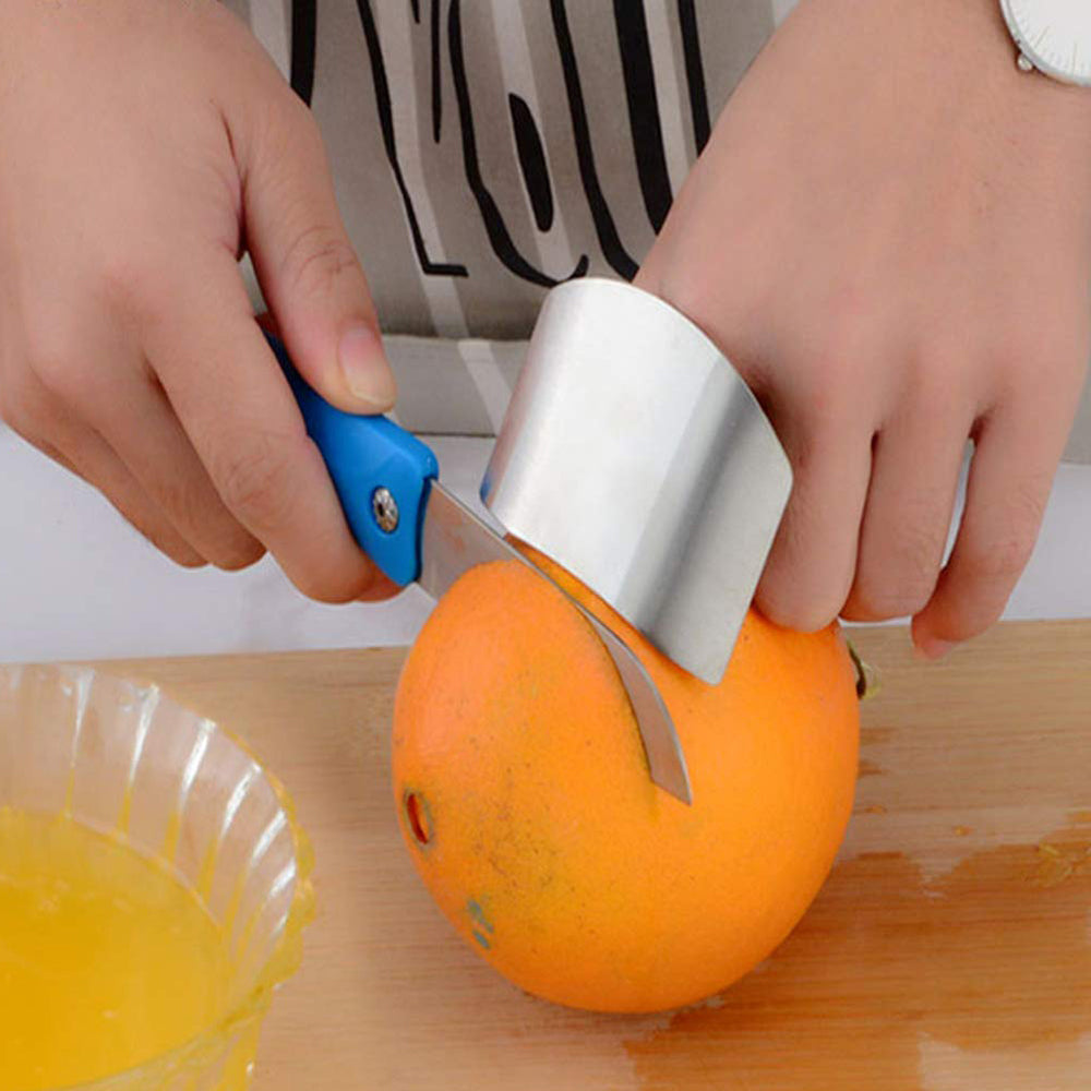 The durable stainless steel cutting protector, an essential tool for kitchen safety.