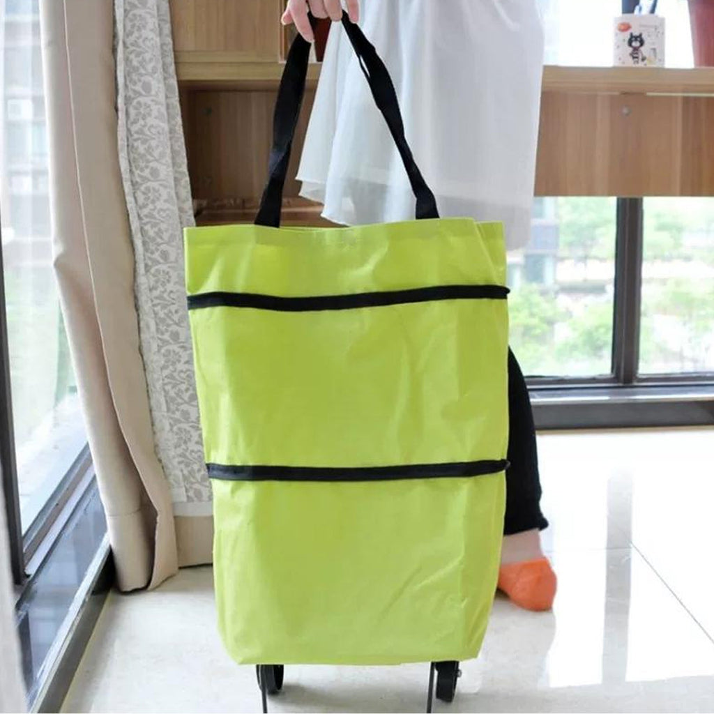 FERVENT foldable trolley bag with wheels, ideal for Indian grocery shopping.