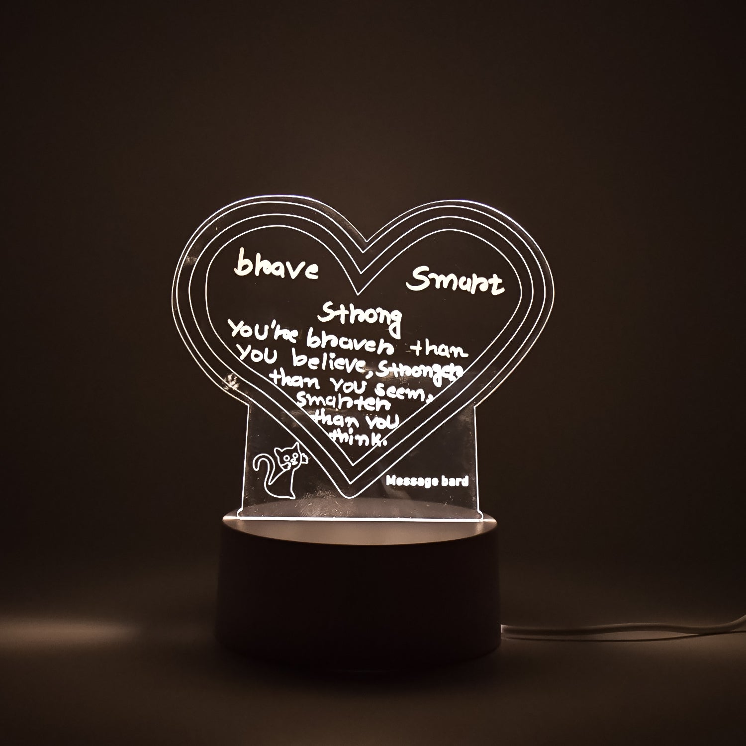 Visualization lamp with LED illumination glowing softly on a desk