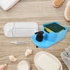 Hand pressing the pump of the versatile 3-in-1 soap dispenser for dishwashing liquid.