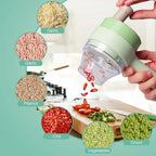 4-in-1 electric vegetable cutter in action, slicing carrots.