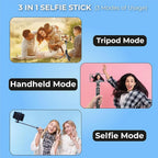 Compact foldable selfie stick with phone holder attachment