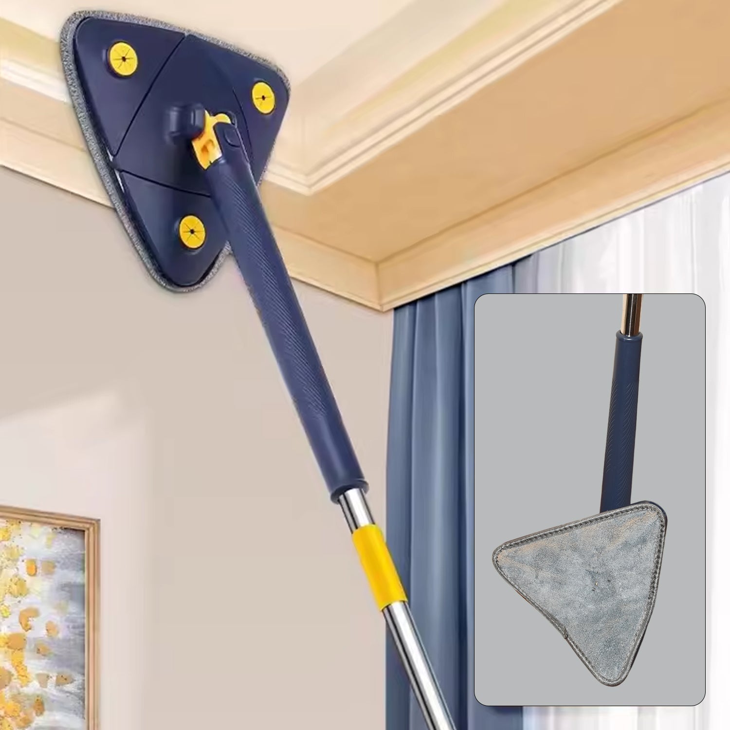 Close-up of the microfiber mop head, designed for effective dry and wet cleaning.