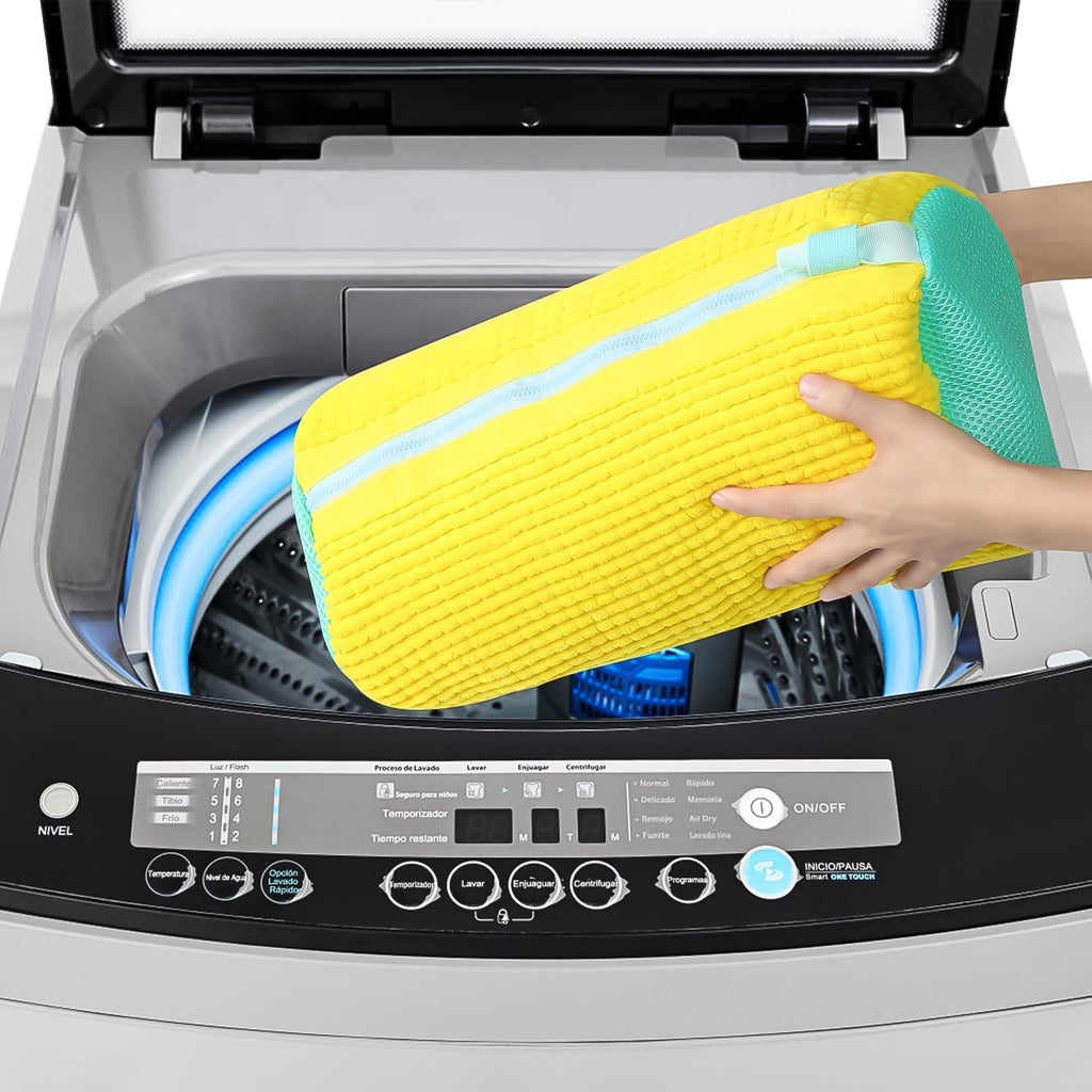 Care washing shoe bag with secure zipper for machine cleaning