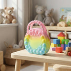 Kids sensory rainbow pop it purse shaped round for small item storage