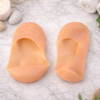 Close view of silicone foot care socks offering protection for heels
