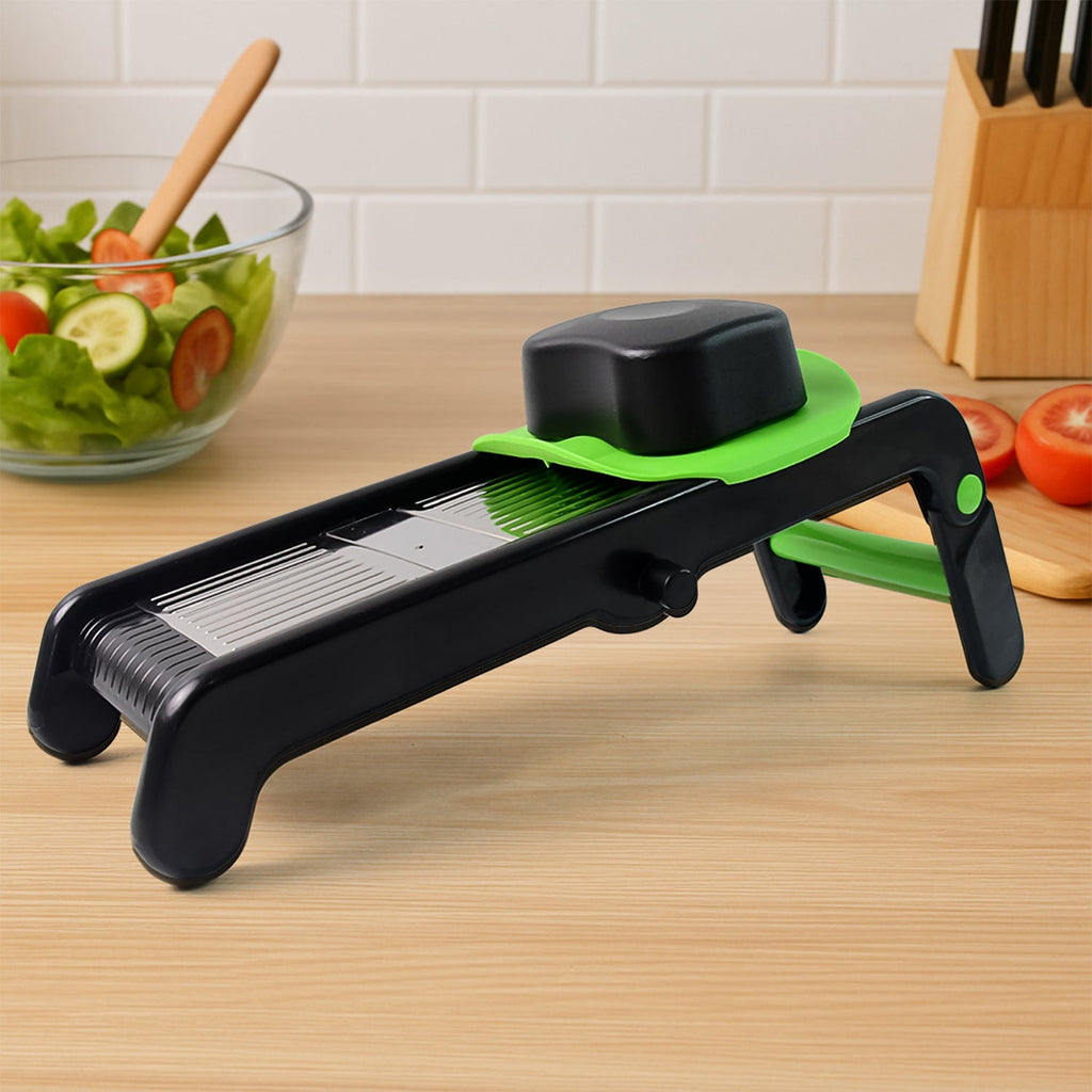 Compact vegetable slicer showing non-slip base for stable kitchen slicing