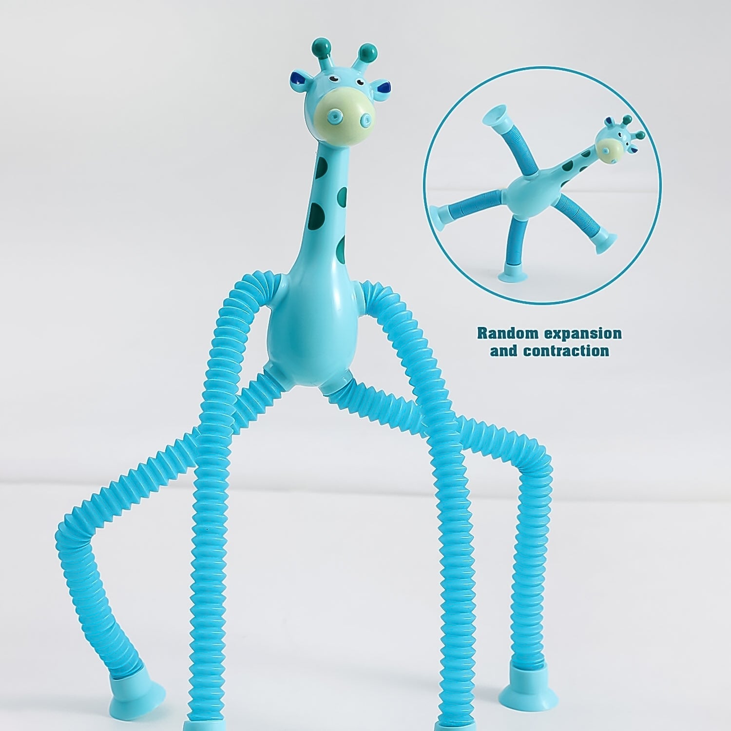 Collection of vibrant LED giraffe telescopic toys ready for play.