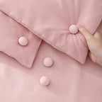 Eight mushroom-shaped fabric sofa pins arranged on white background