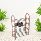 4-layer folding shoe rack with space-saving design in a home entryway