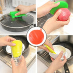 Heat resistant red silicone dish scrubber for kitchen cleaning