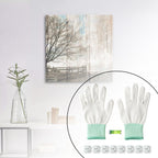 Contents of the picture hanging kit arranged on flat surface