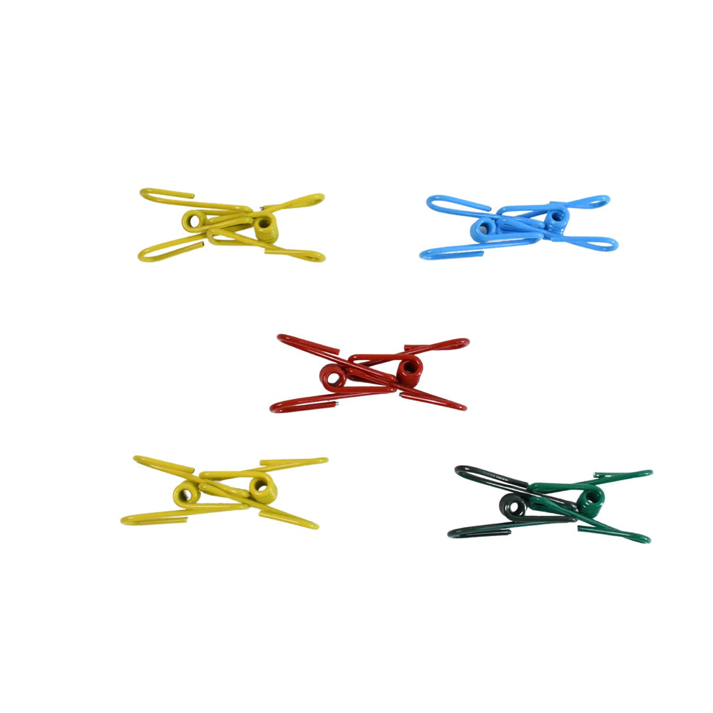Steel wire metal clothes pin clips arranged with colourful PVC covers for easy use