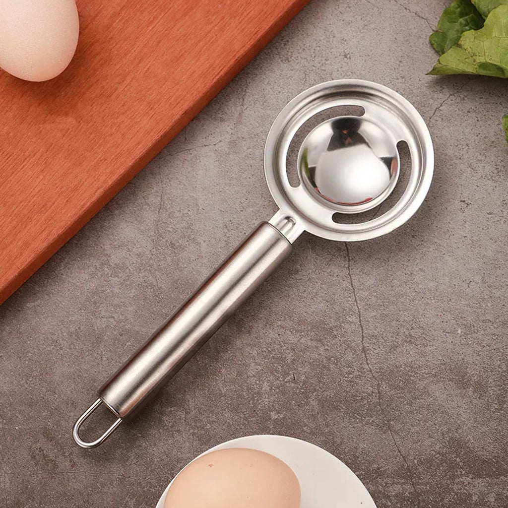 The versatile stainless steel kitchen tool for separating egg yolk and whites.