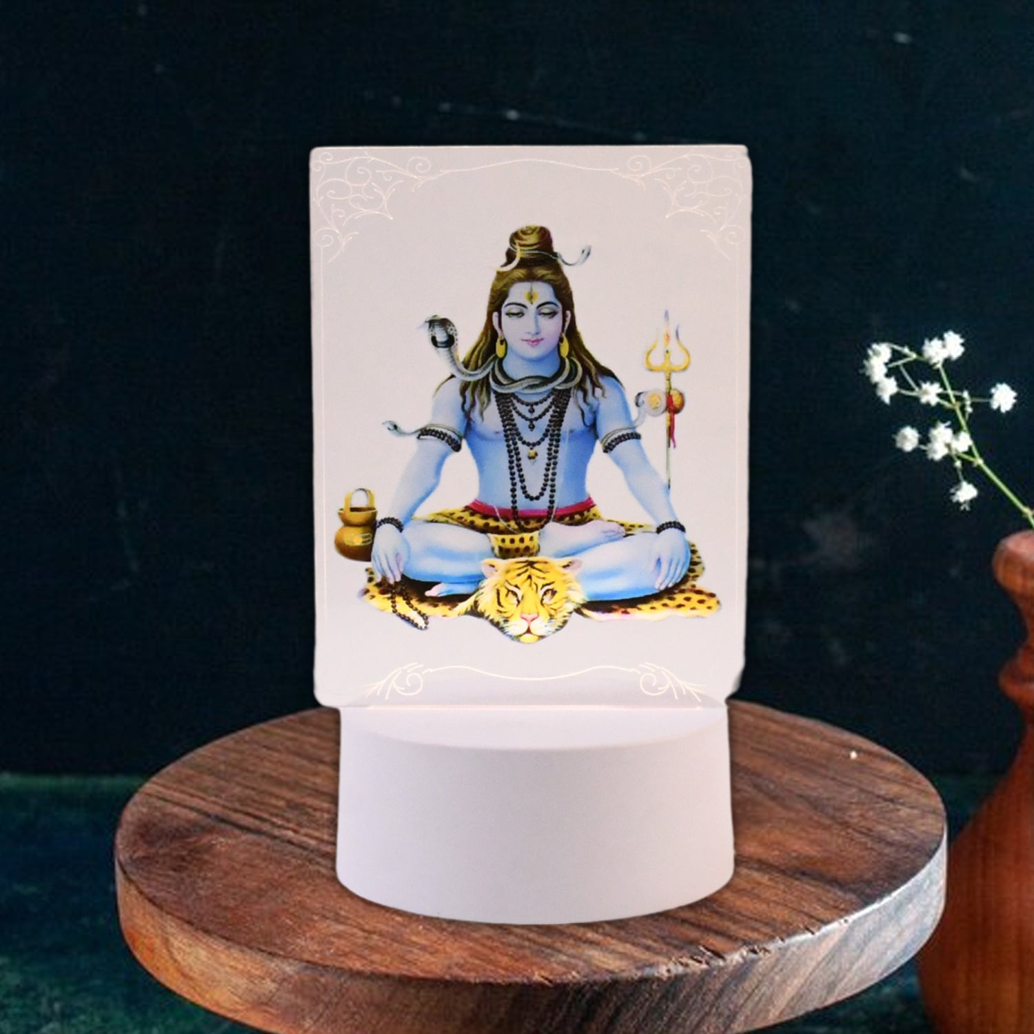 Lord Shiva LED lamp powered by USB cable with on/off switch