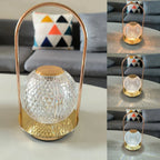 Close-up of the LED touch lamp showcasing its intricate crystal design.