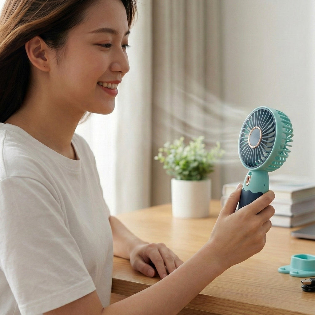 USB rechargeable mini fan ideal for travel and outdoor use