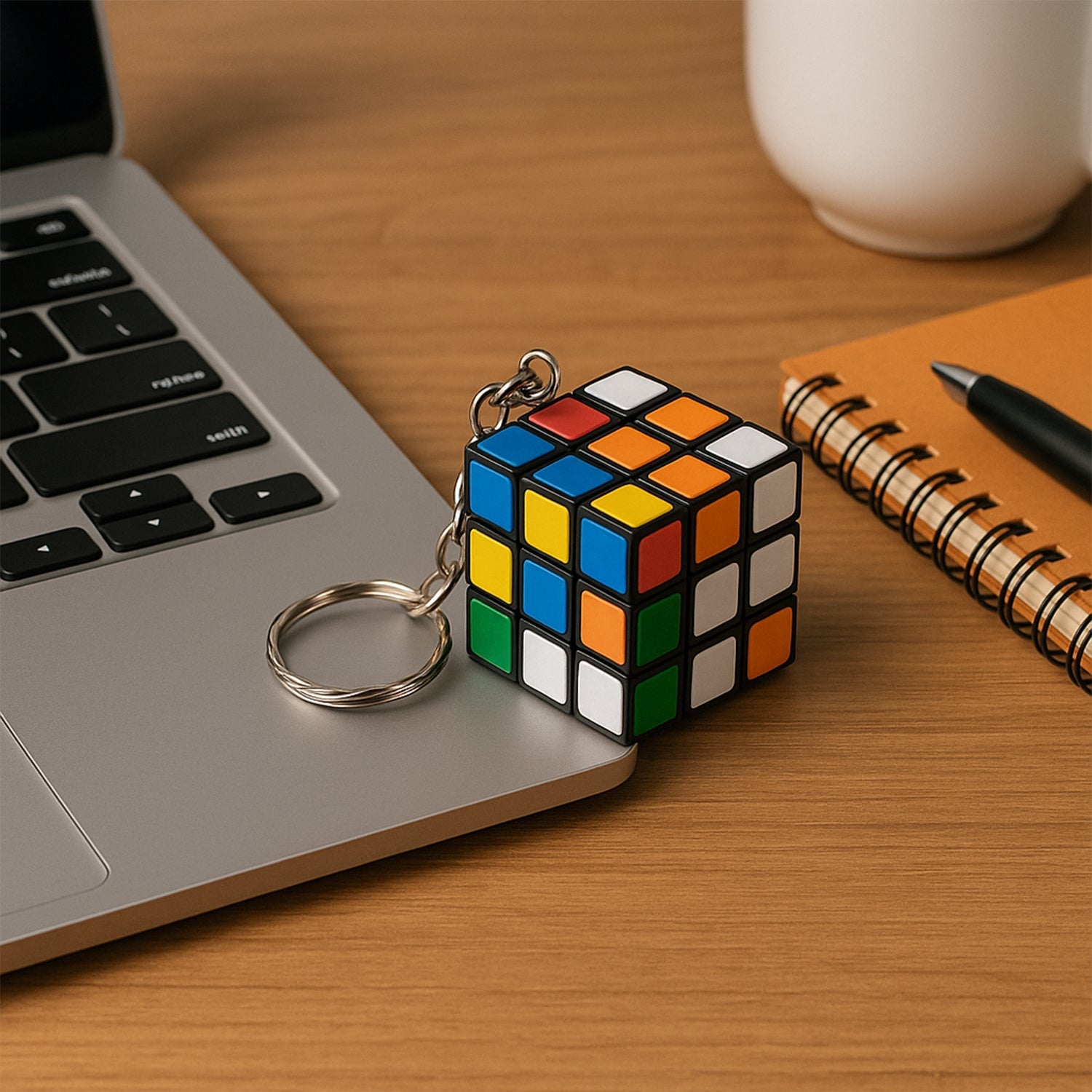 Colorful Mini Magic Cube Puzzle keychain, showcasing its bright plastic panels.