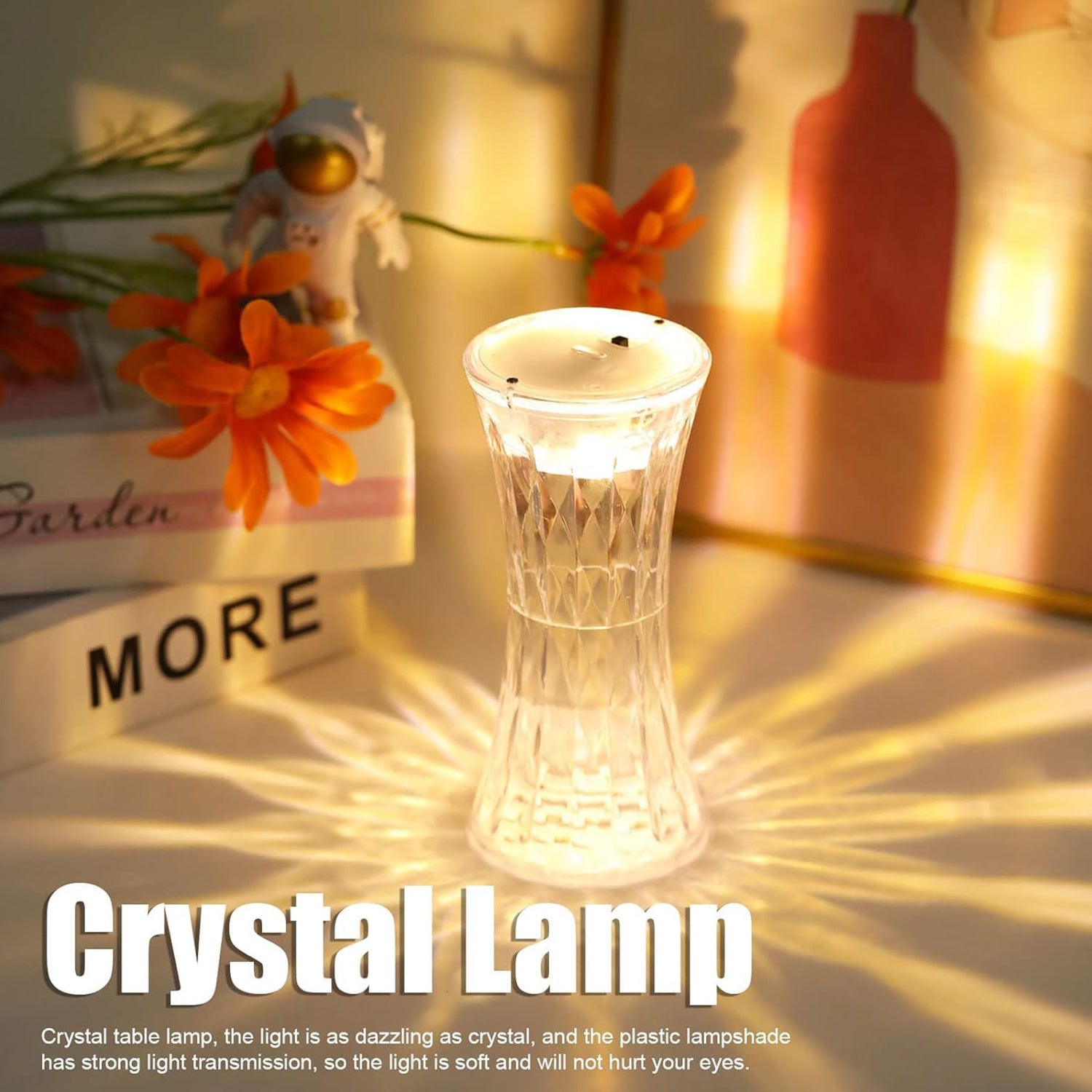 Top-down view of the compact Crystal Night Light Lamp.