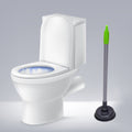 Heavy-duty toilet plunger with ergonomic handle for effective clog removal.