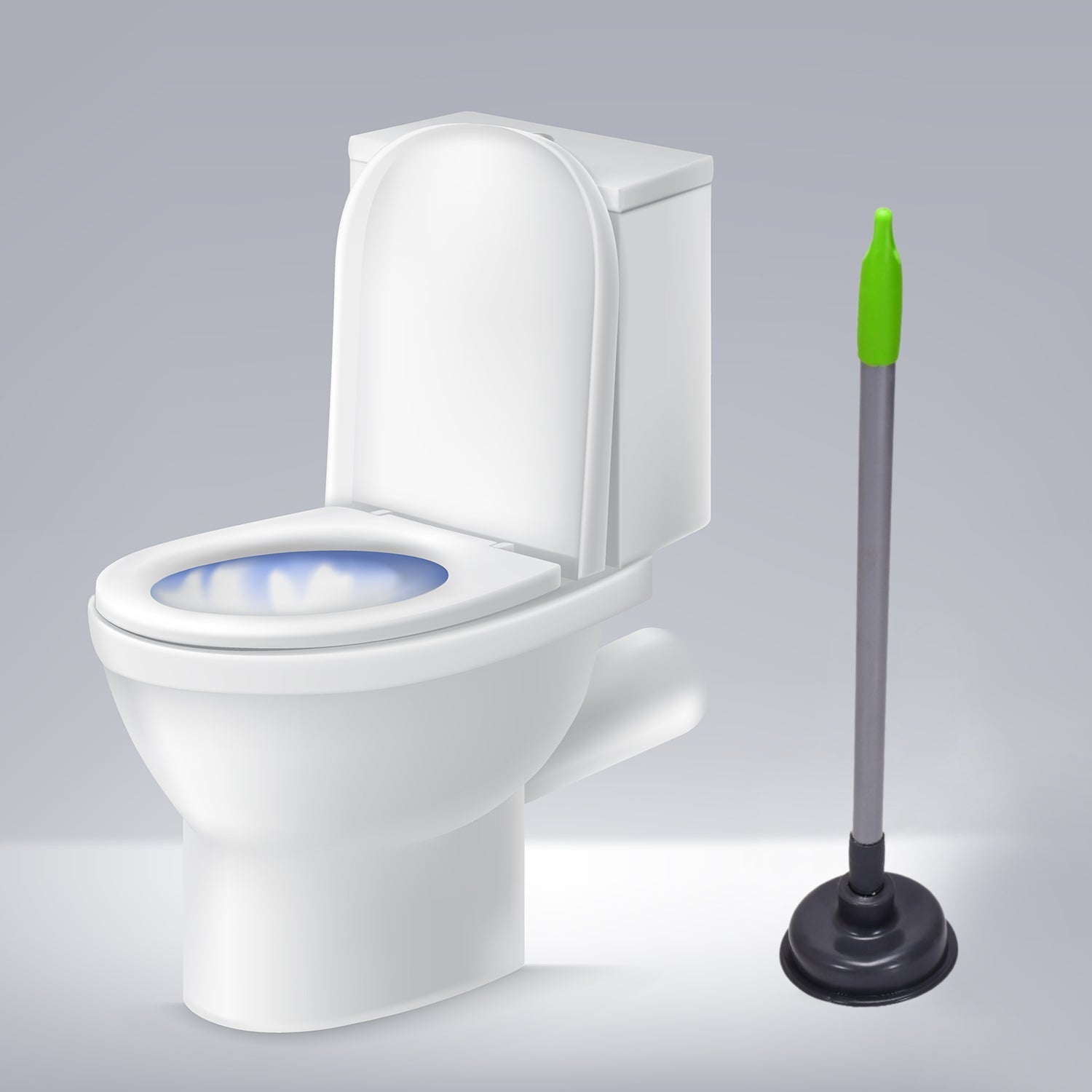 Heavy-duty toilet plunger with ergonomic handle for effective clog removal.