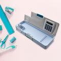 Magnetic geometry pencil box with built-in calculator for kids.