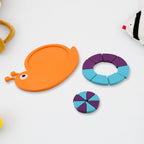 A child proudly displays their completed Snail Puzzle for Kids.