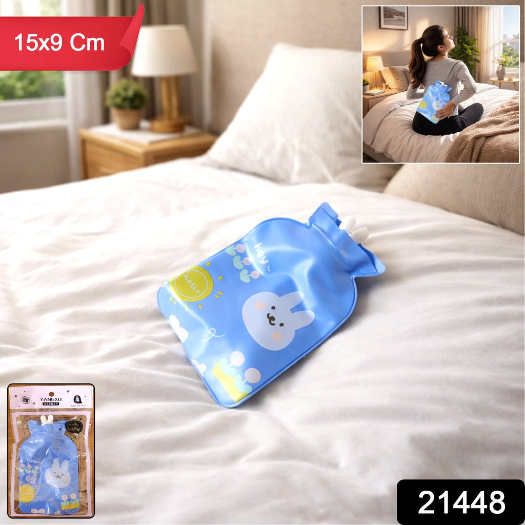 Reusable hot and cold therapy water bag with cute cartoon print for pain relief