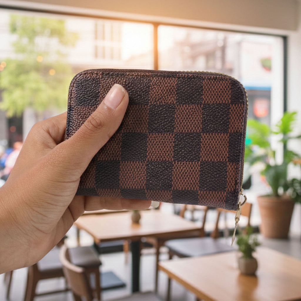 Zip wallet showing multiple card slots for organization