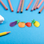 Detailed view of the colorful 3D eraser set for children, highlighting textures.