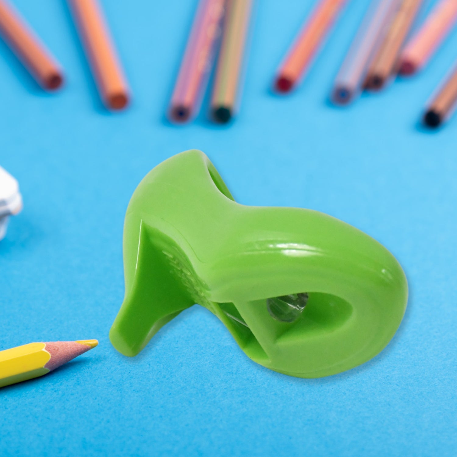 Close-up of sharp steel blade inside high heels pencil sharpener