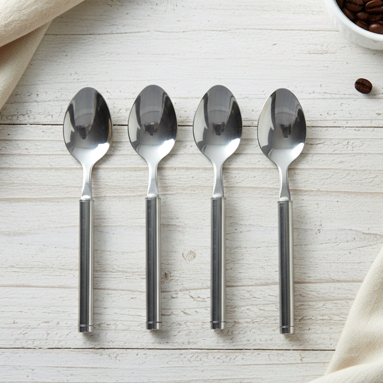 Everyday stainless steel dining spoons in a set