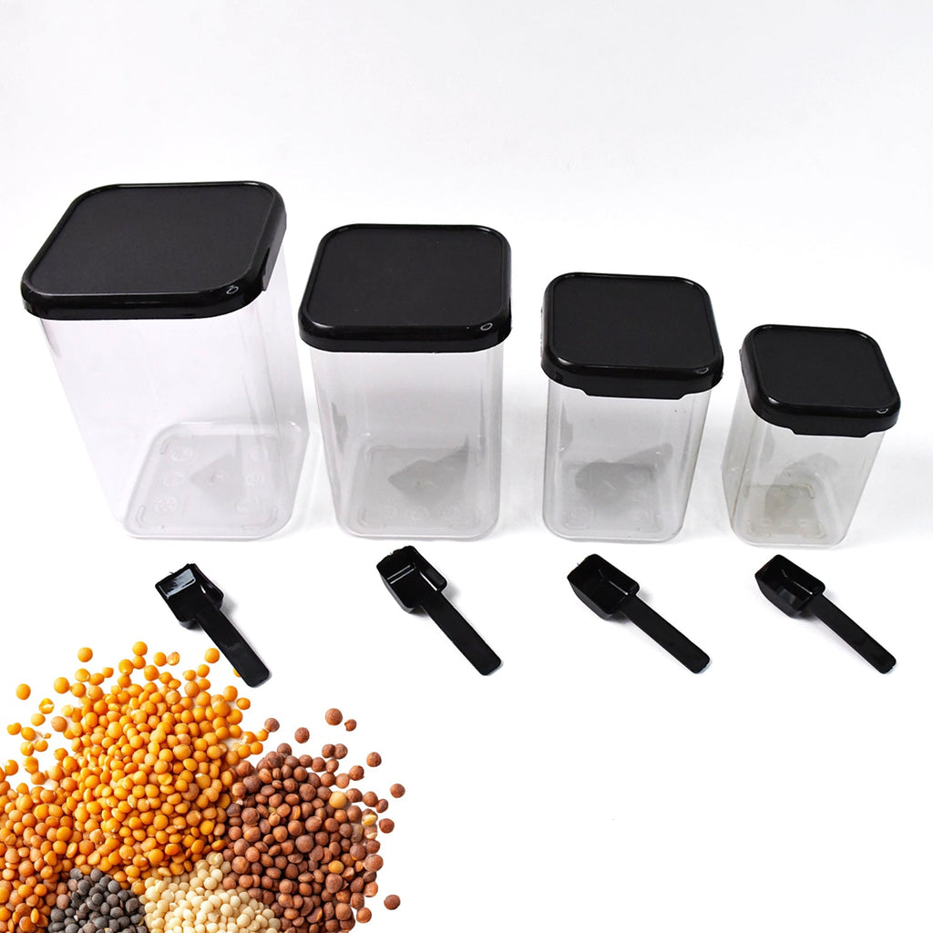 Transparent plastic air tight containers with vertical striped design for kitchen storage