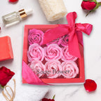 Rose Flower Bath Soap gift set with red rose-shaped bars elegantly boxed
