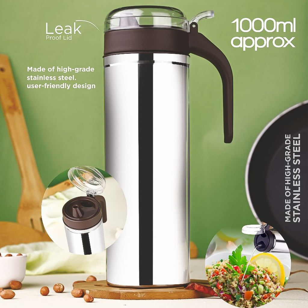 Oil pourer with handle showing easy grip and mess-free pouring