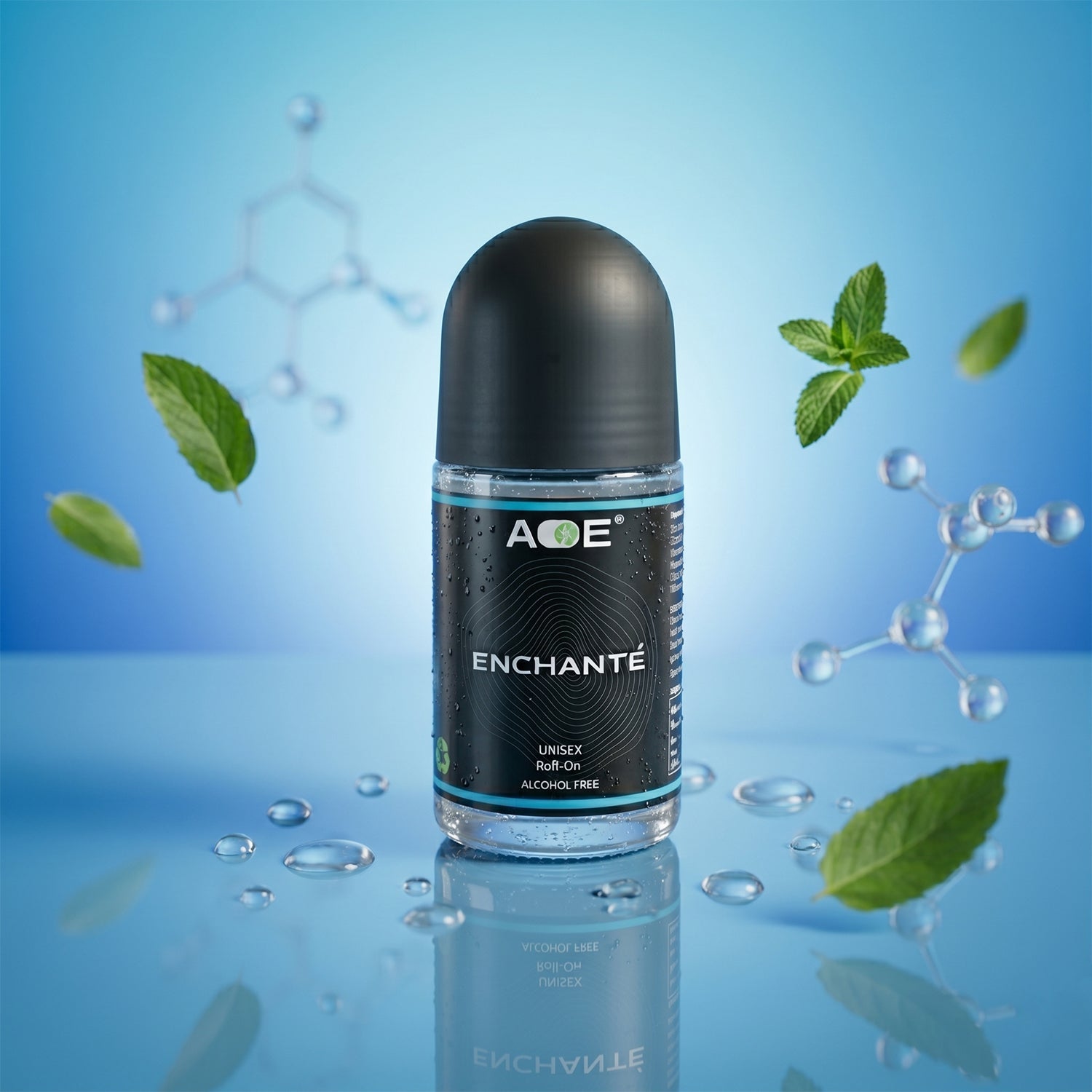 Top view of AOE blue roll-on deodorant with cap