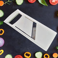 Adjustable vegetable slicer from Quickslice with its sharp stainless steel blade.