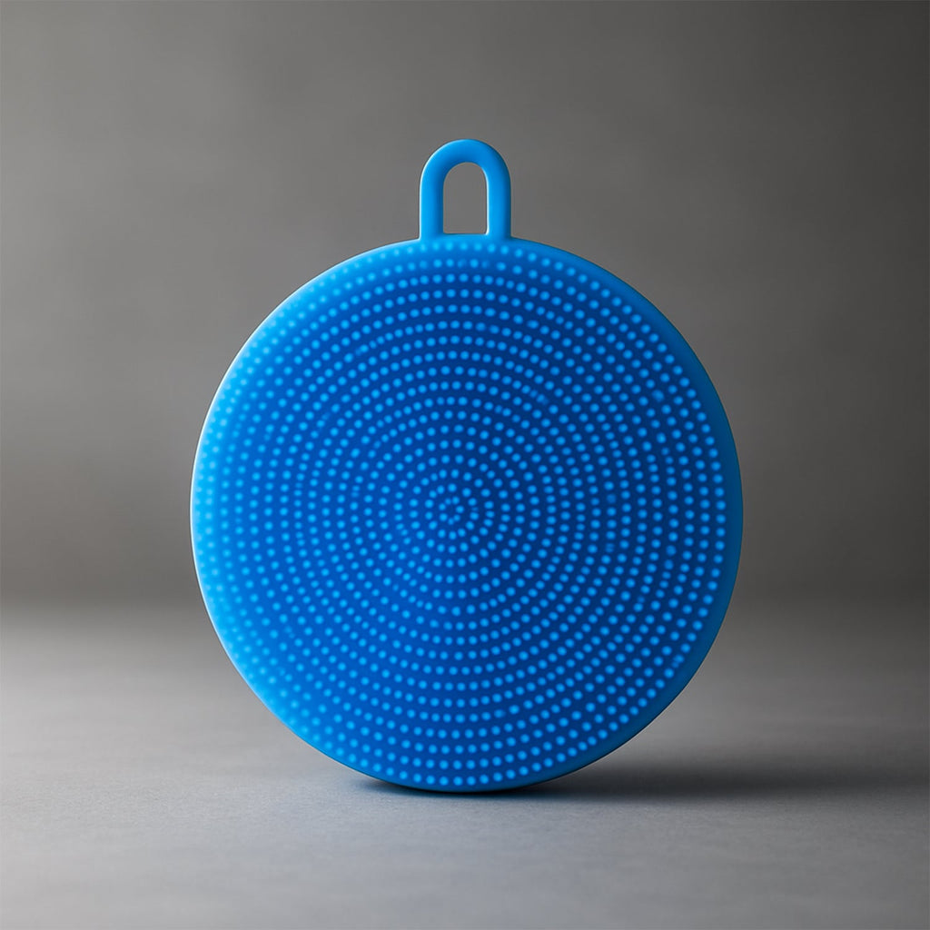 Silicone dish scrubber making kitchen cleanup effortless.
