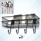 Front view of lightweight 3-in-1 shower shelf rack made of iron