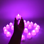 Pack of 24 smokeless decorative candles for safe home lighting.