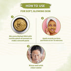 Smiling woman with radiant, clear skin after using the Multani Mitti Face Pack.
