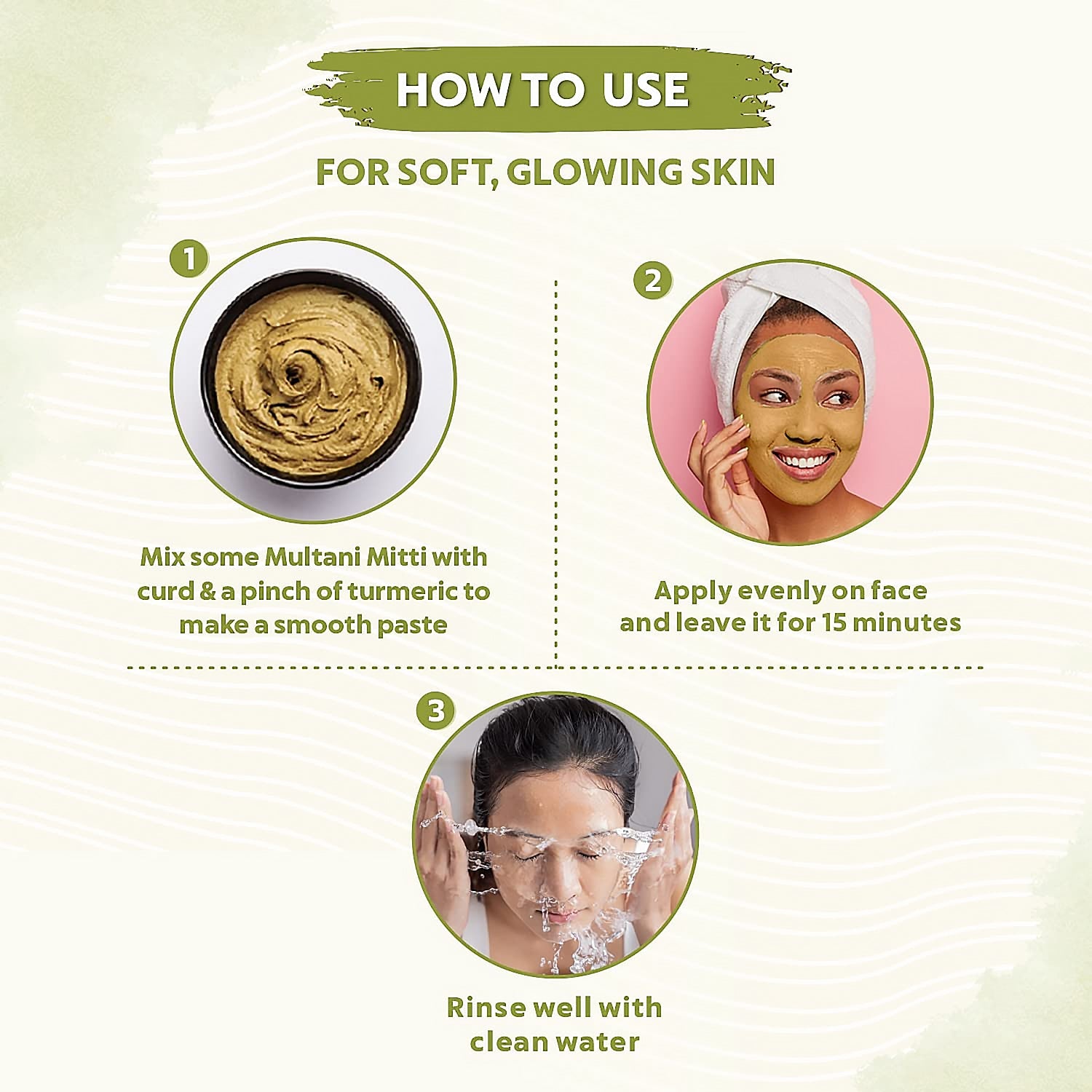 Smiling woman with radiant, clear skin after using the Multani Mitti Face Pack.