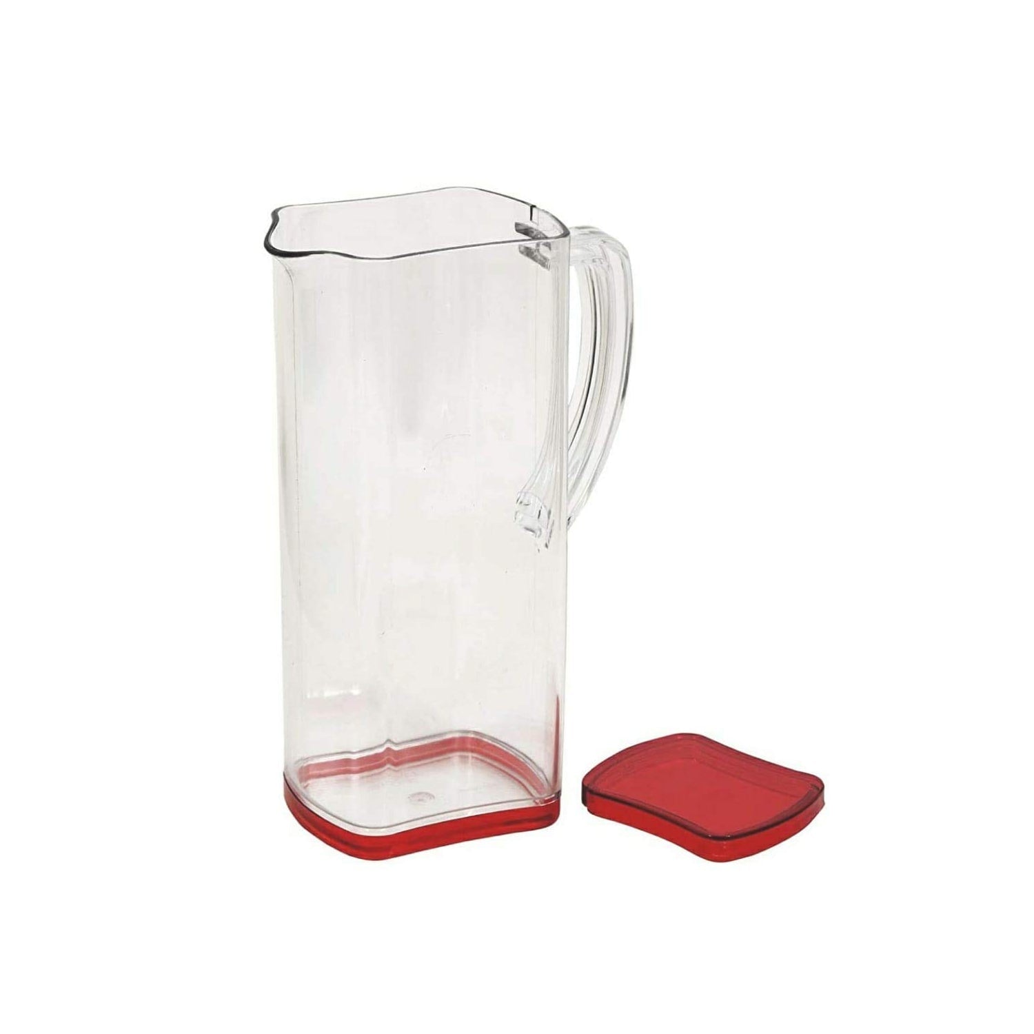 Side view of the square plastic jug, highlighting its sleek design.