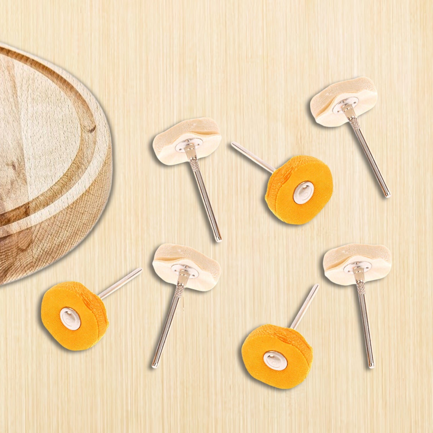 7-piece polishing buffing wheel set for rotary drills.