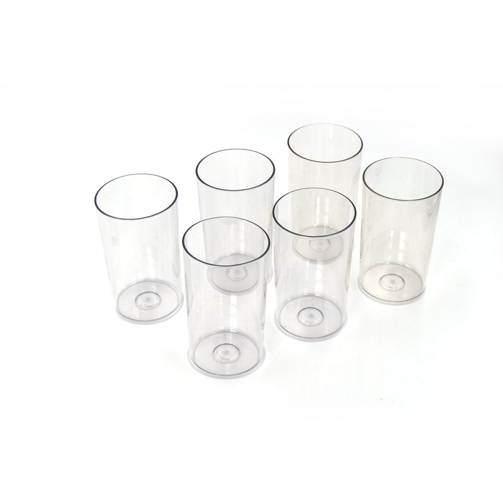 Side profile of the Ganesh Elegant plastic glass set, emphasizing its sleek design.
