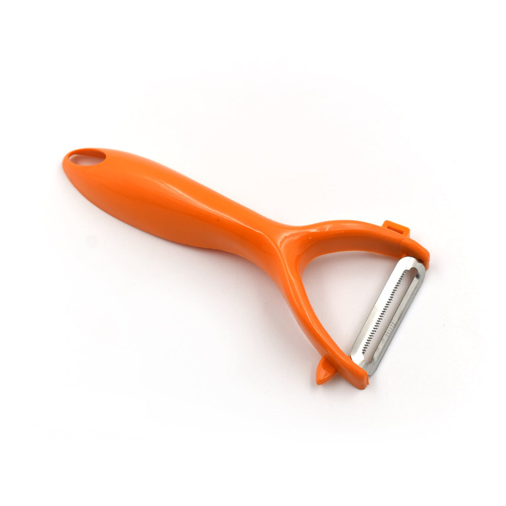 Durable kitchen peeler with a non-slip grip for smooth peeling of produce.