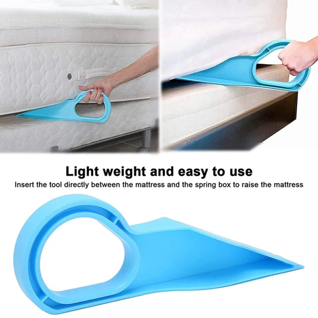 Placing mattress lifter tool wedge between box spring and mattress