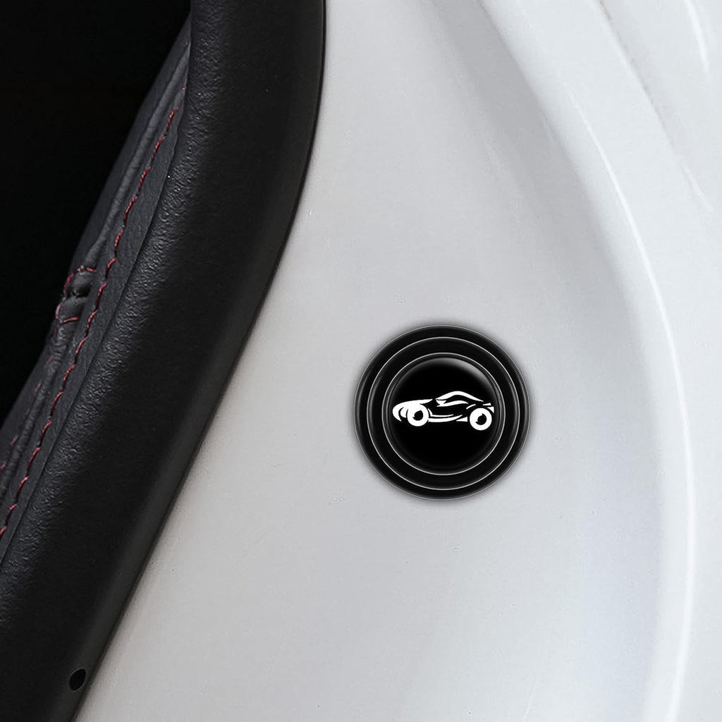 Installation guide showing how to peel and stick the car door anti-collision pad.