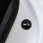 Installation guide showing how to peel and stick the car door anti-collision pad.