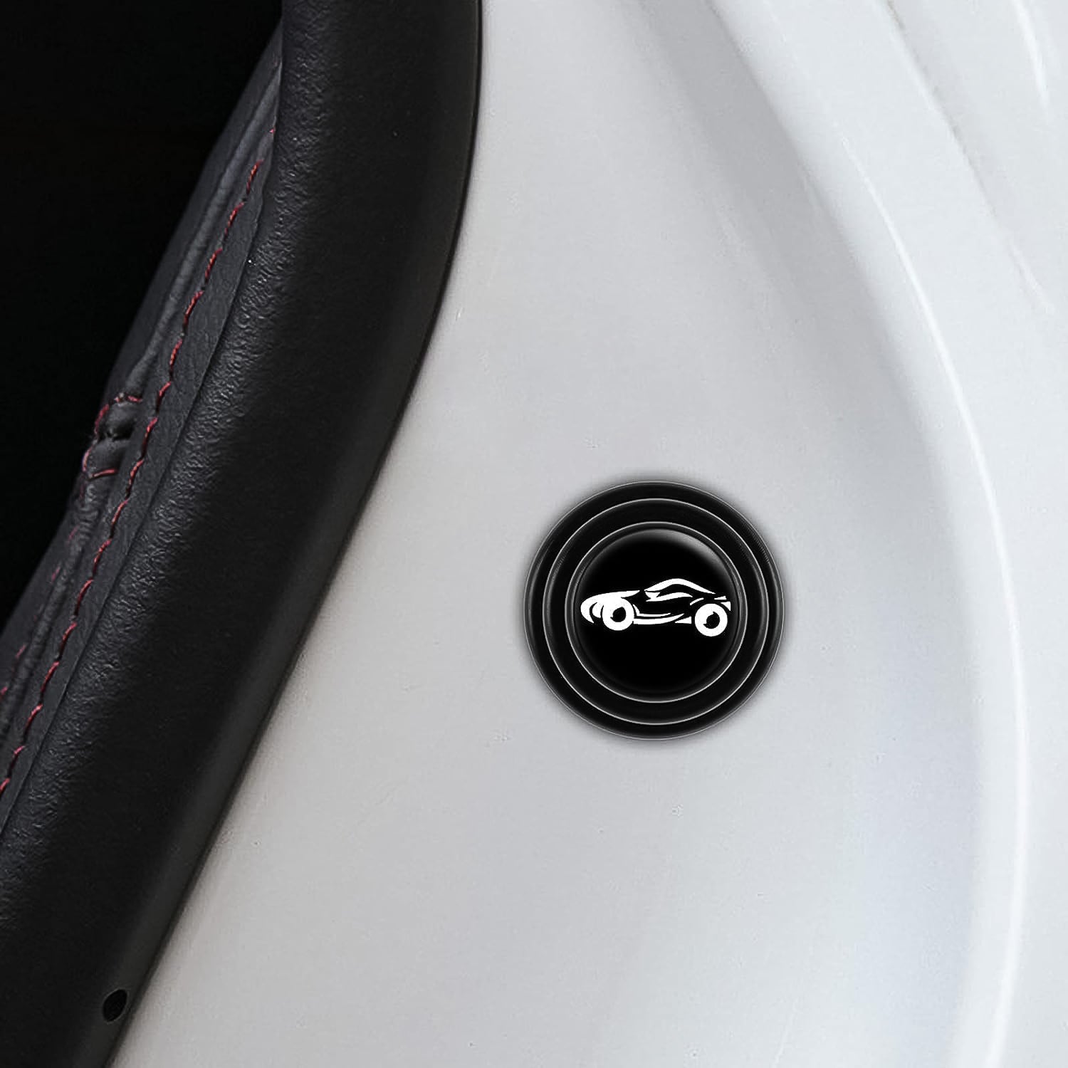 Installation guide showing how to peel and stick the car door anti-collision pad.
